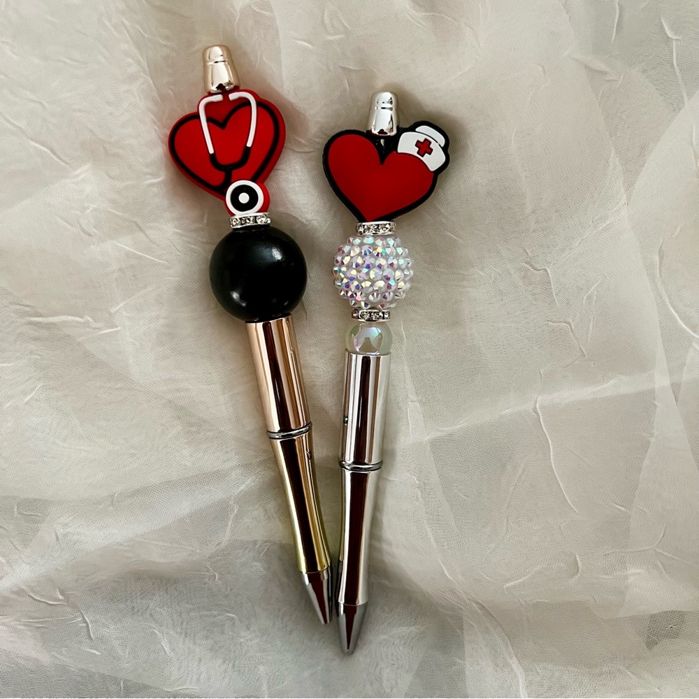 2 Pieces of Beaded Ballpoint Pens, Nurse Week Gift Ideas, Office Supplies